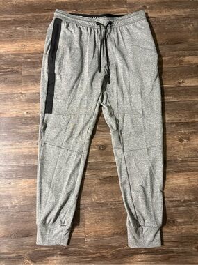 American Eagle Outfitters Light Gray Heather Jogger Pants with Black Zip Accent